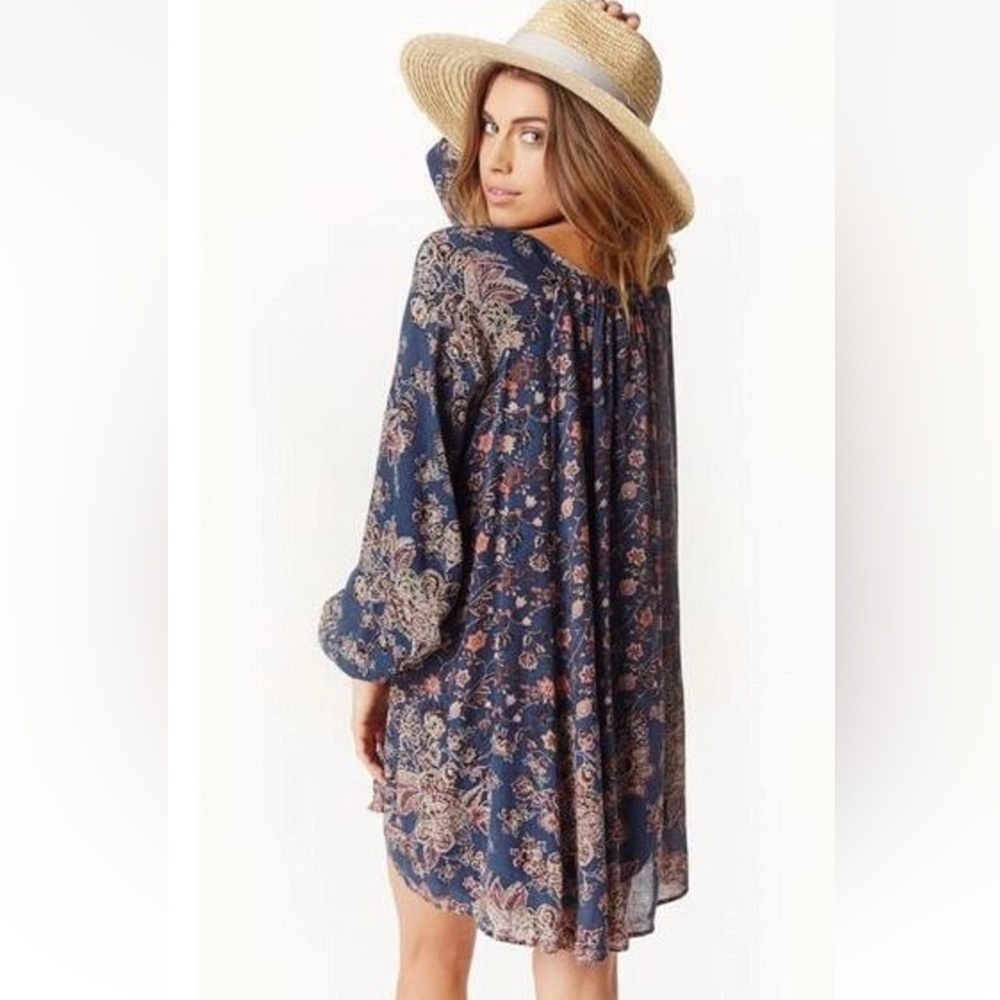 Free People Lucky Loosie Long Sleeve
Swing Dress Indigo Combo Sz S - Picture 3 of 15